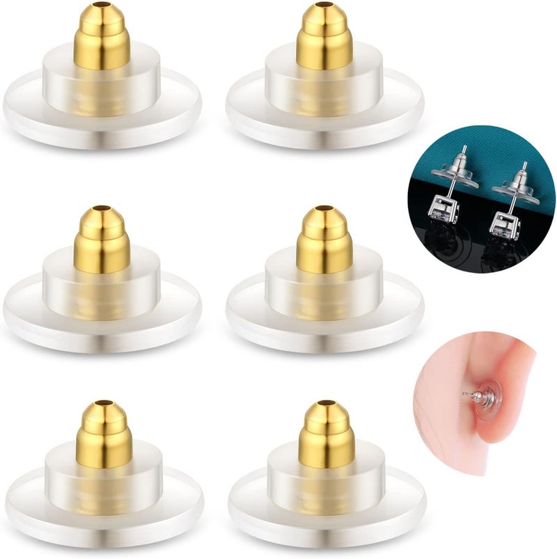 Catinee 3 Pairs Earring Backs,925 Sterling Silver Earring Backs for Studs, Adjustable Hypoallergenic Locking Earring Backs Fit 0.028-0.039inch Post（Gold） - Image 1